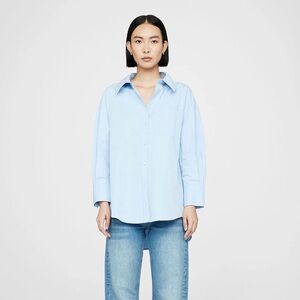 NWT Anine Bing Blue Mika Shirt Blouse Top L $200